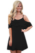 Sexy Black Ruffle Double Layered Short Dress